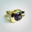 Synthetic Alexandrite Ring With Diamonds In 18K Yellow Gold