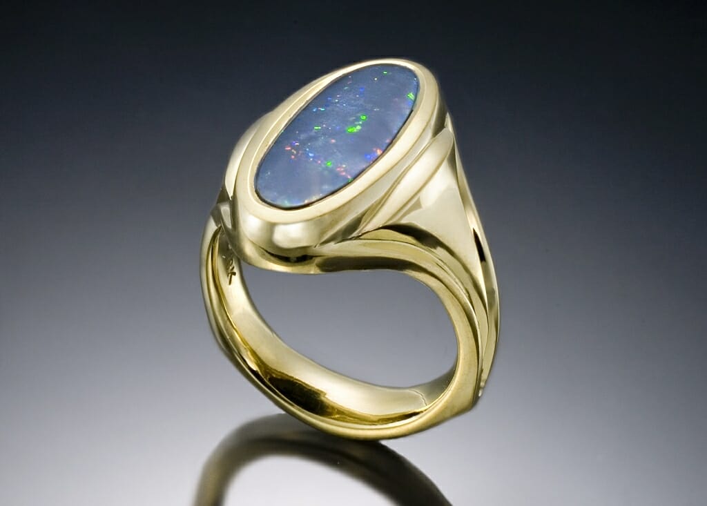 Black opal deals men's ring