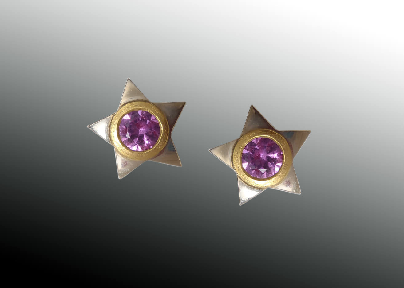 Pink Sapphire Star Earrings