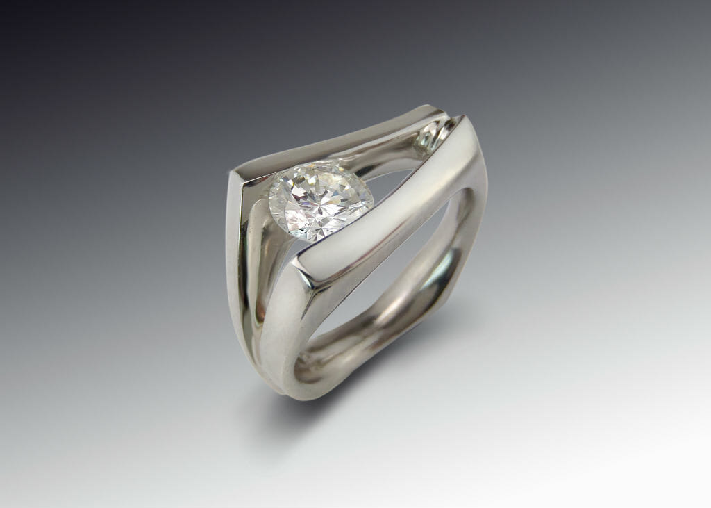 Platinum Floating Diamond Engagement Ring