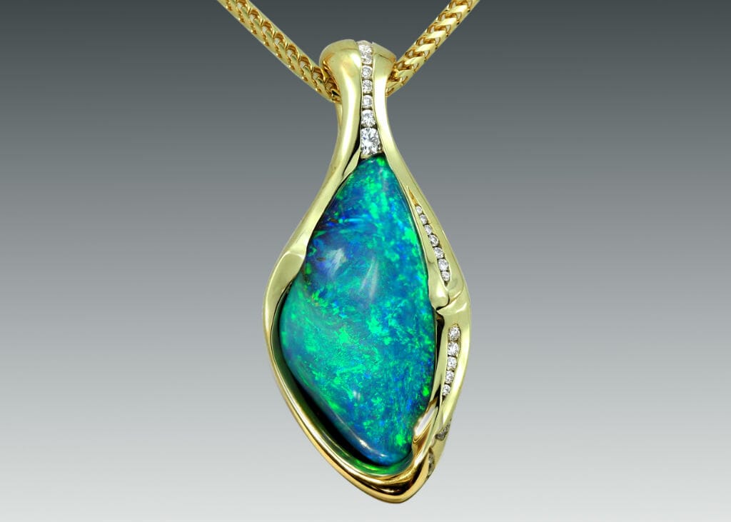 Australian Boulder Opal & Diamond Necklace - Underwoods Jewelers