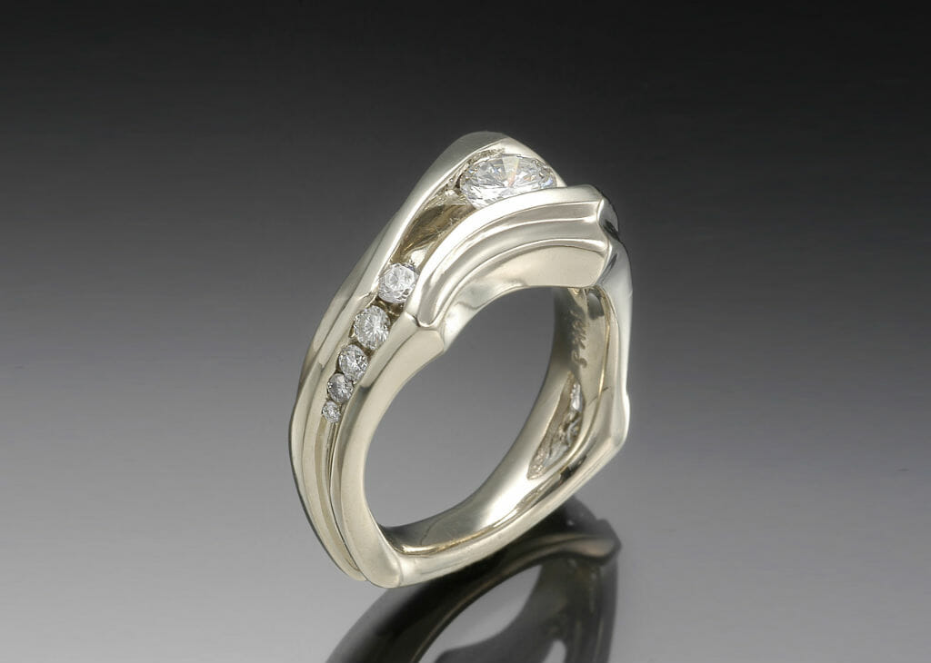 Floating Diamond Multi Stone Engagement Ring