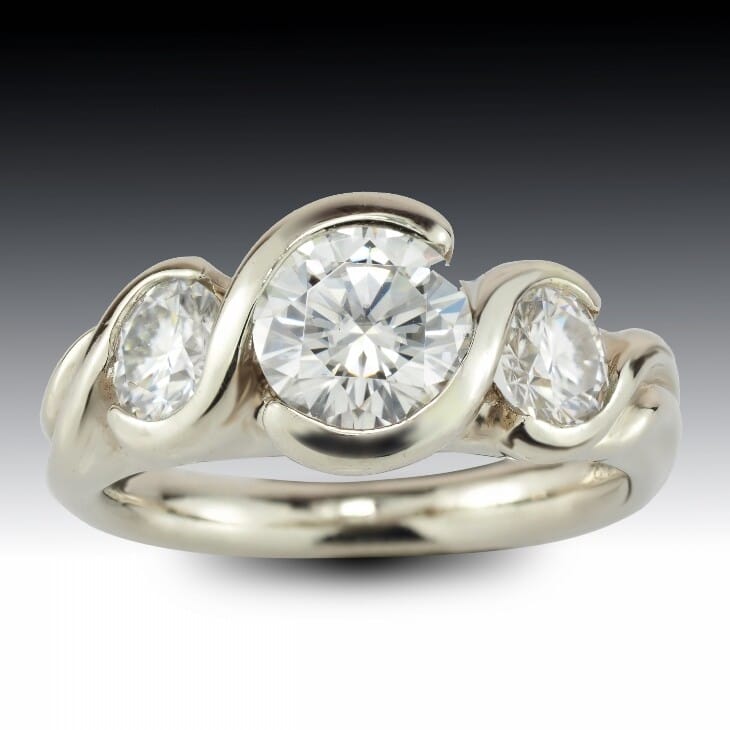 Triple Stone S Bezel Enagement Ring | Skylight Jewelers | Custom Jewelry  Design