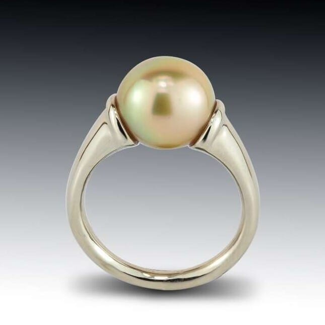 10K Yellow Gold 5mm Pearl Ring with Diamond Accents | Shin Brothers  Jewelers Inc.