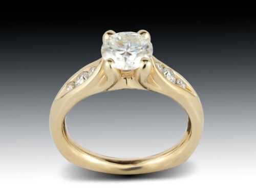 Yellow Gold Diamond Four Prong Ring