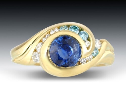 Sapphire Breaking Wave Ring